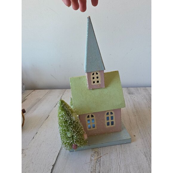 Bethany lowe paper church chapel Xmas Easter decor village tree - Picture 3 of 8